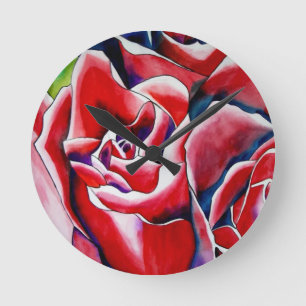 Horloge Ronde Peinture d'aquarelle rose Roses