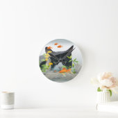 Horloge Ronde Peinture de chat dans un réservoir de poisson (Maison)