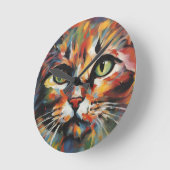 Horloge Ronde Peinture de chats (Angle)