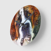 Horloge Ronde Peinture de chien de St Bernard (Angle)
