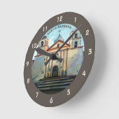 Horloge Ronde Peinture de Mission Père Noël Barbara, CA (Angle)