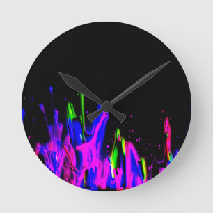 Horloge Ronde Peinture de néon colorée.  PERSONNALISER L'INFORMA