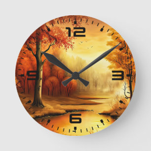 Horloge Ronde Peinture de paysage d'automne-87546