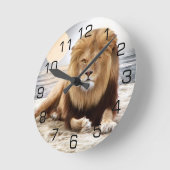 Horloge Ronde Peinture de photo d'océan de lion (Angle)