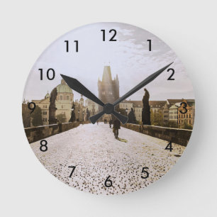 Horloge Ronde Peinture du pont Charles à Prague au lever du sole