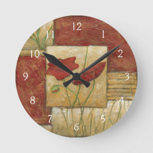 Horloge Ronde Peinture florale avec les courses évidentes de