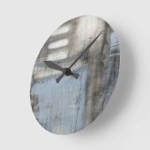 Horloge Ronde Peinture grise et bleue abstraite (Angle)
