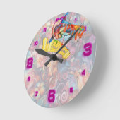 Horloge Ronde Peinture Imaginaire Fleurs exprimant la nature (Angle)