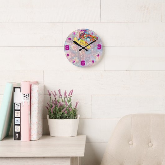 Horloge Ronde Peinture Imaginaire Fleurs exprimant la nature (Salle de lecture)
