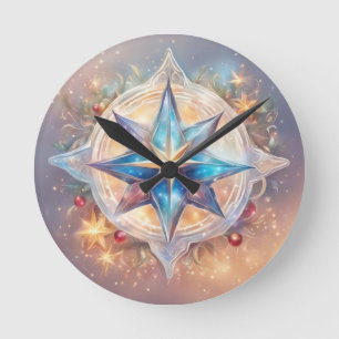 Horloge Ronde peinture pastel aquarelle étoile