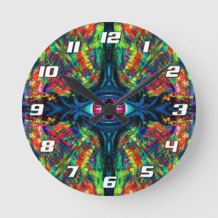 Horloge Ronde Peinture torsadée et trippée avec des chiffres