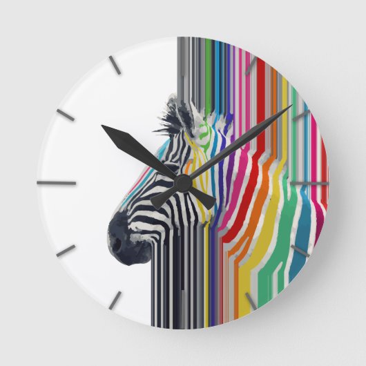 Horloge Ronde Peinture Zèbre Colorée Grandes Vibrantes (Recto)
