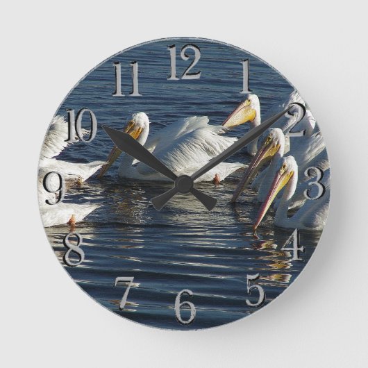 Horloge Ronde Pelican Bird Swimming Wildlife Animal Wall Clock (Recto)