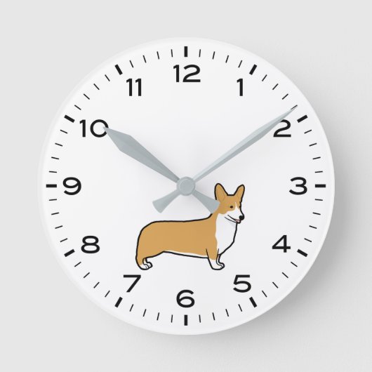 Horloge Ronde Pembroke Welsh Corgi avec heures et minutes (Recto)