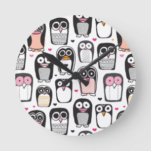 Horloge Ronde penguin bird illustration background