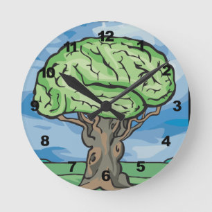 Horloge Ronde Pensez au cerveau vert