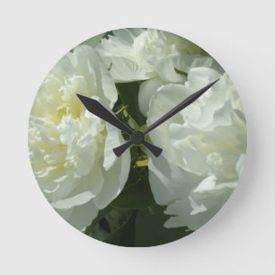 Horloge Ronde Peonies blanches