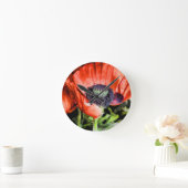 Horloge Ronde Pépites rouges & Fleurs en pierre Flora Cadeaux d' (Maison)