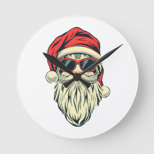 Horloge Ronde Père Noël avec des lunettes