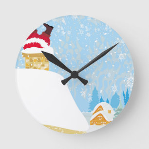 Horloge Ronde père Noël coincé dans la cheminée