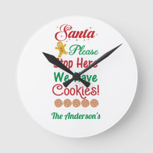 Horloge Ronde Père Noël de Noël S'il vous plaît Arrêtez-vous ici