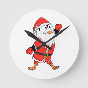 Horloge Ronde Père Noël Penguin Prêt pour Noël