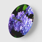 Horloge Ronde Périwinkel hydrangeas violet bleu fleur floral (Angle)
