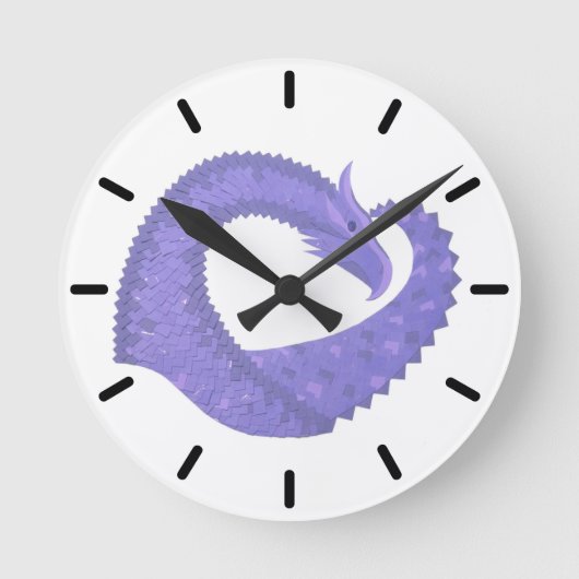 Horloge Ronde Periwinkle heart dragon on white (Recto)