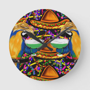 Horloge Ronde Perroquet de fête de Cinco De Mayo