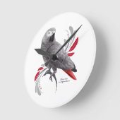 Horloge Ronde Perroquet de gris africain (Angle)