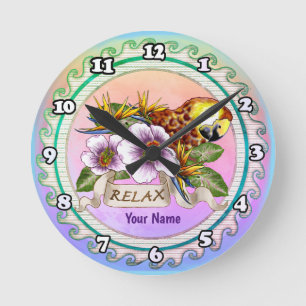 Horloge Ronde Perroquet Relax