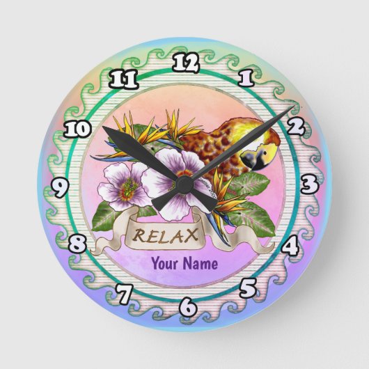Horloge Ronde Perroquet Relax (Recto)