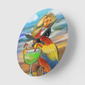 Horloge Ronde Perroquets de Fête (Angle)