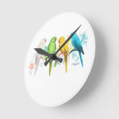 Horloge Ronde Perroquets indiens Ringneck (Angle)