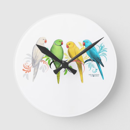 Horloge Ronde Perroquets indiens Ringneck (Recto)