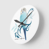 Horloge Ronde Perruche bleue (Angle)