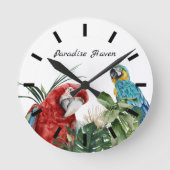 Horloge Ronde Perruche Macaw Aquarelle Tropicale (Recto)