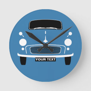 Horloge Ronde Personalize Custom Blue Morris Minor Pop Art