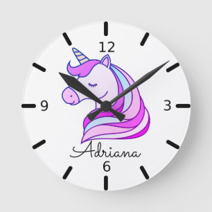 Horloge Ronde Personalize Your Own Colorful Unicorn