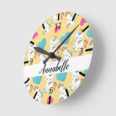 Horloge Ronde Personalized Baby Unicorns & Hearts (Angle)