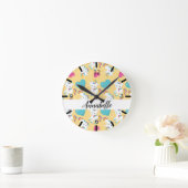 Horloge Ronde Personalized Baby Unicorns & Hearts (Maison)