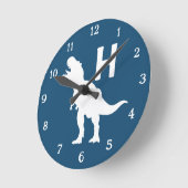 Horloge Ronde Personalized Dinosaur Kids Wall Clock Blue T-Rex (Angle)