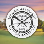 Horloge Ronde Personalized Golf Hole in One Classic<br><div class="desc">Featuring an aged stamp effect classic retro design. Personalize the name,  location hole number and date to create a great keepsake to celebrate that fantastic hole in one. Designed by Thisisnotme©</div>