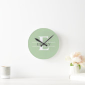 Horloge Ronde Personalized Initial Wall Clock, Custom Name Clock (Maison)