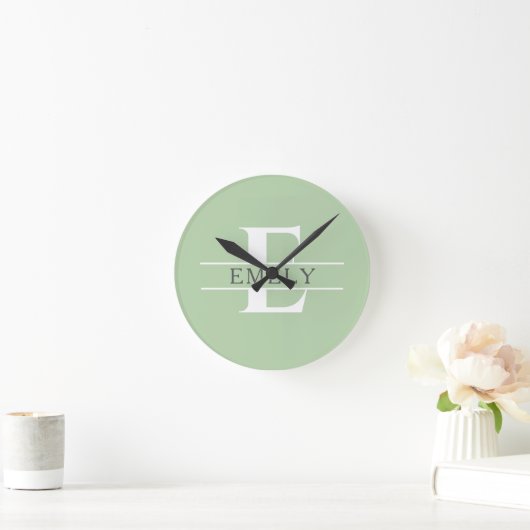 Horloge Ronde Personalized Initial Wall Clock, Custom Name Clock (Maison)
