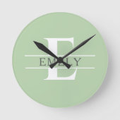 Horloge Ronde Personalized Initial Wall Clock, Custom Name Clock (Recto)