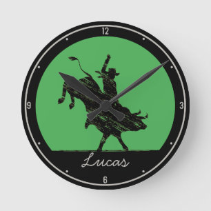 Horloge Ronde PERSONALIZED NAME Western Rodeo Bull Rider Cowboy