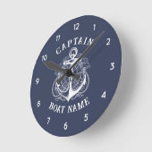 Horloge Ronde Personalized Nautical Captain Boat Name Anchor (Angle)
