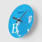 Horloge Ronde Personalized Nursery Blue Round Clock (Angle)