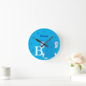 Horloge Ronde Personalized Nursery Blue Round Clock (Maison)